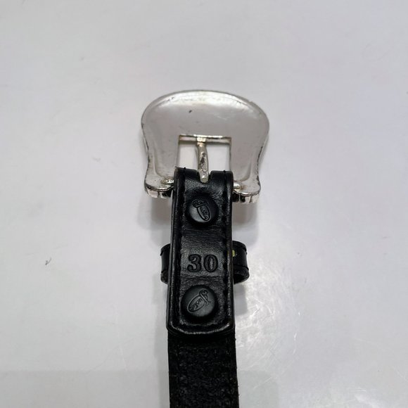 Justin Black Leather Thin Belt with Silver Conchos and Southwestern Embroidery main image 9
